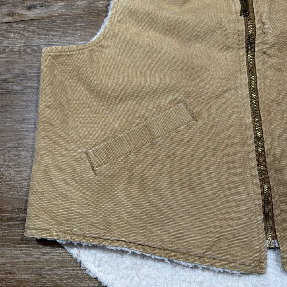 Vintage Carhartt Vest Mens XL Brown Duck Canvas Sherpa Lined V03 BRN USA